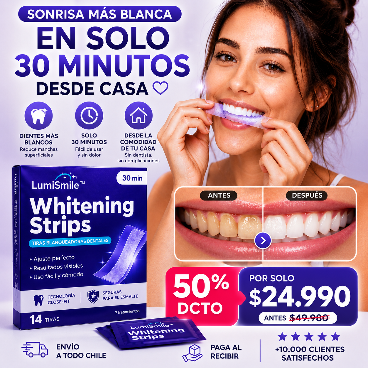 Tiras Blanqueadoras Dentales Premium 14u