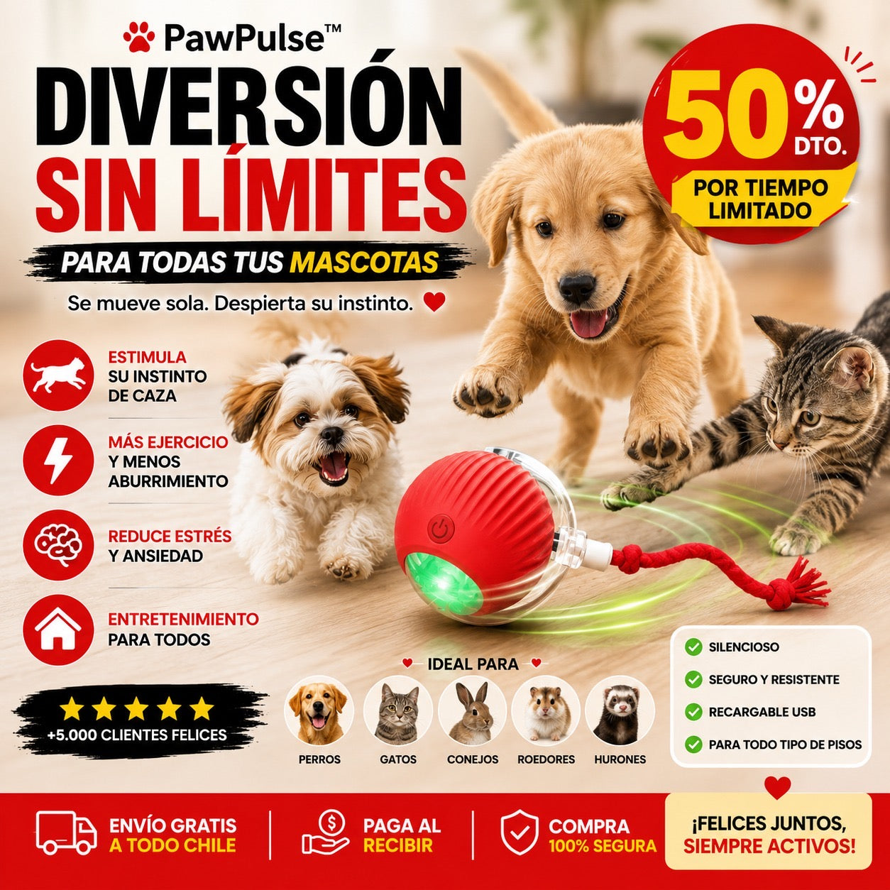 PawPulse™ | Pelota Interactiva Inteligente para Perros y Gatos