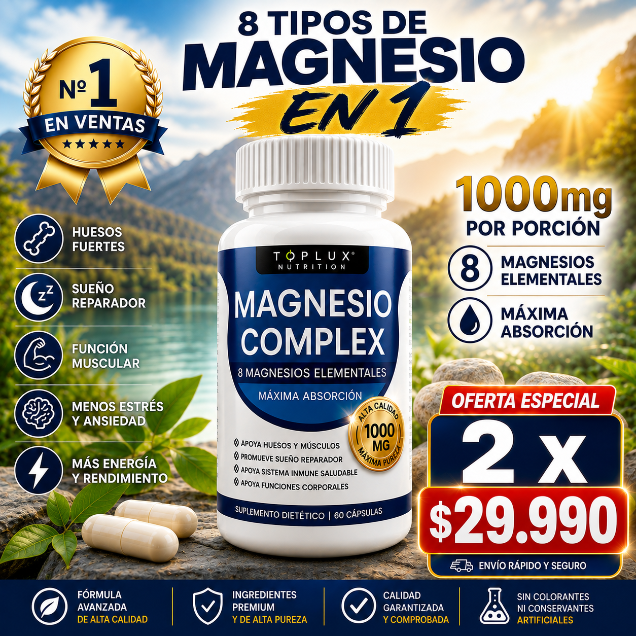 Magnesium Complex™ | 8 Elemental Magnesiums 1000mg - 60caps