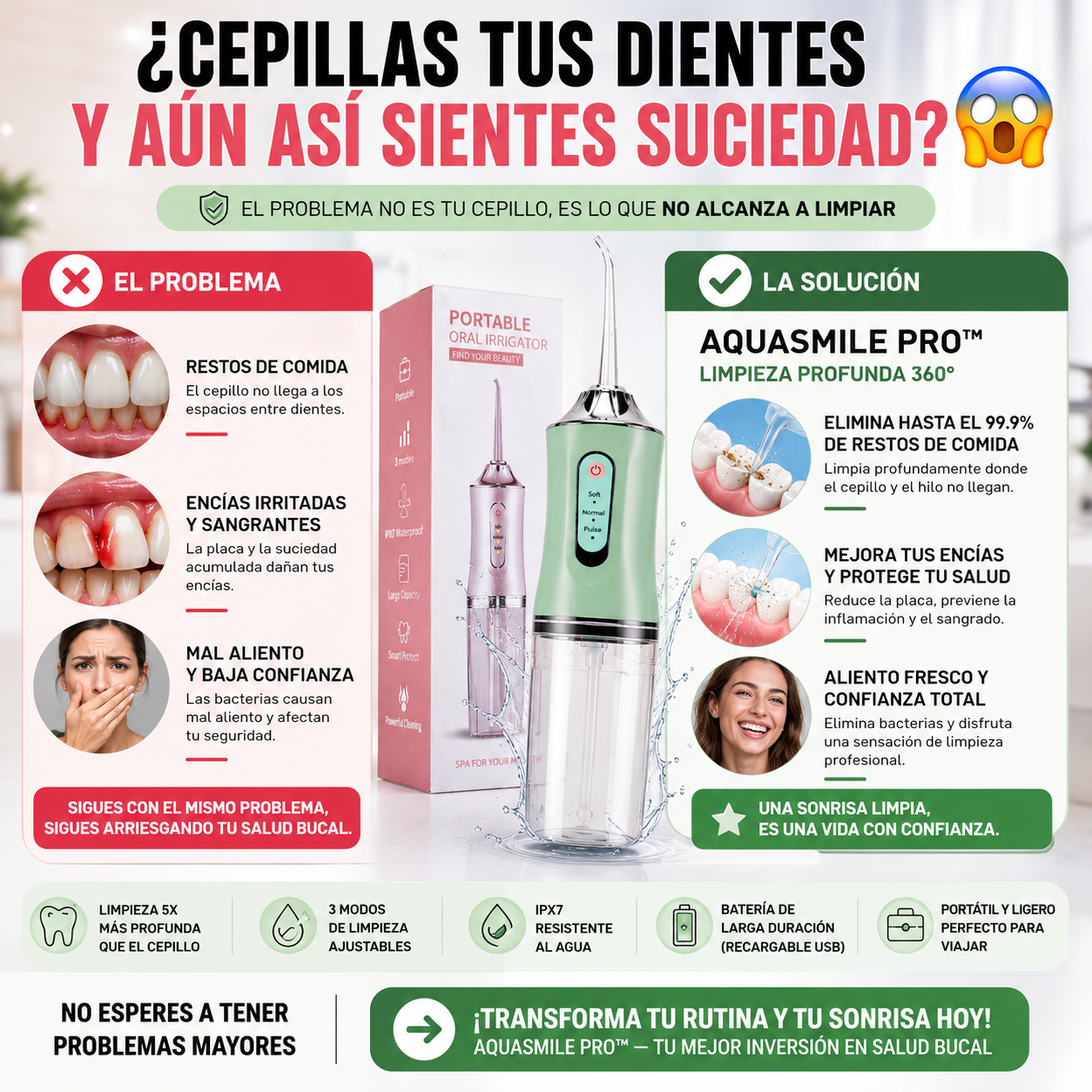 AQUASMILE PRO™ IRRIGADOR BUCAL