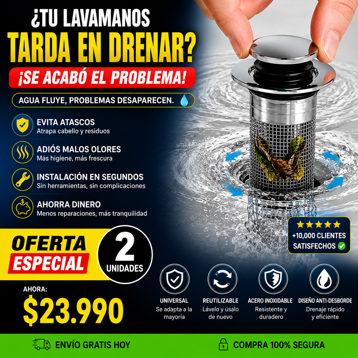 PACK 2 - TAPON FILTRO ACERO INOXIDABLE