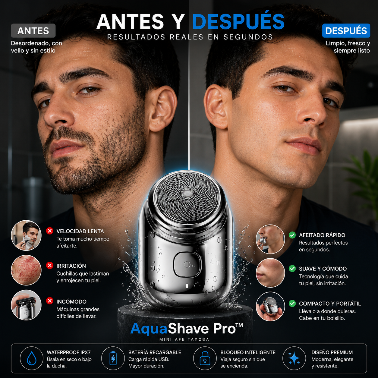 AquaShave Pro™ Mini Afeitadora
