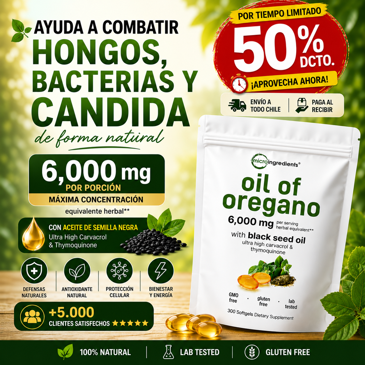 Aceite de Orégano 6000 mg + Semilla Negra