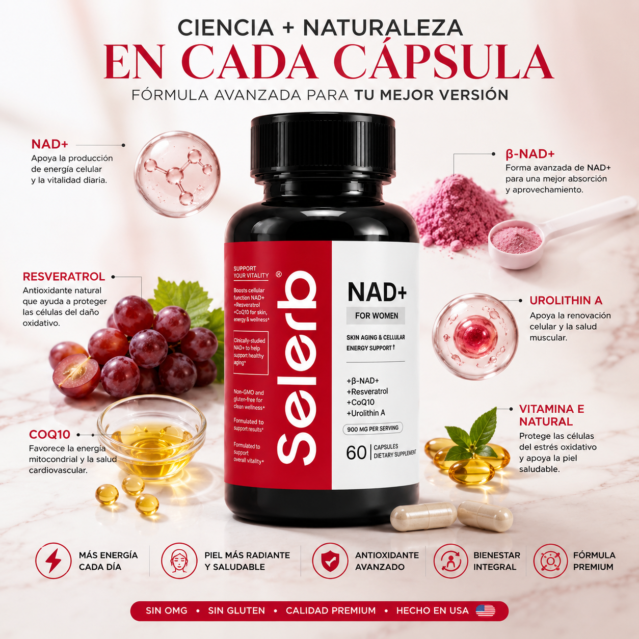 SELERB NAD+ FOR WOMAN 60 CAP