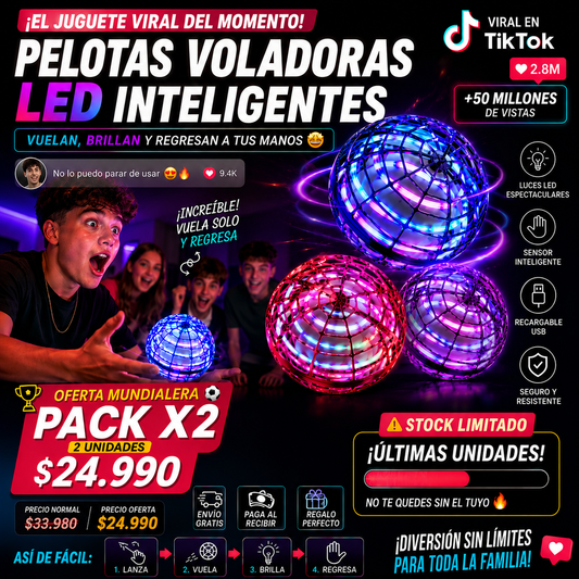 FlyNova™ PAck 2 Pelotas Voladoras LED Inteligente