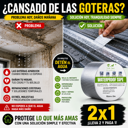 Waterproof Tape™ Cinta Tapa Gotera De Butilo 10cm X 5mts