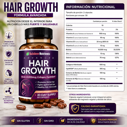 HAIR GROWTH™ - Fórmula Avanzada para Crecimiento Capilar 60caps