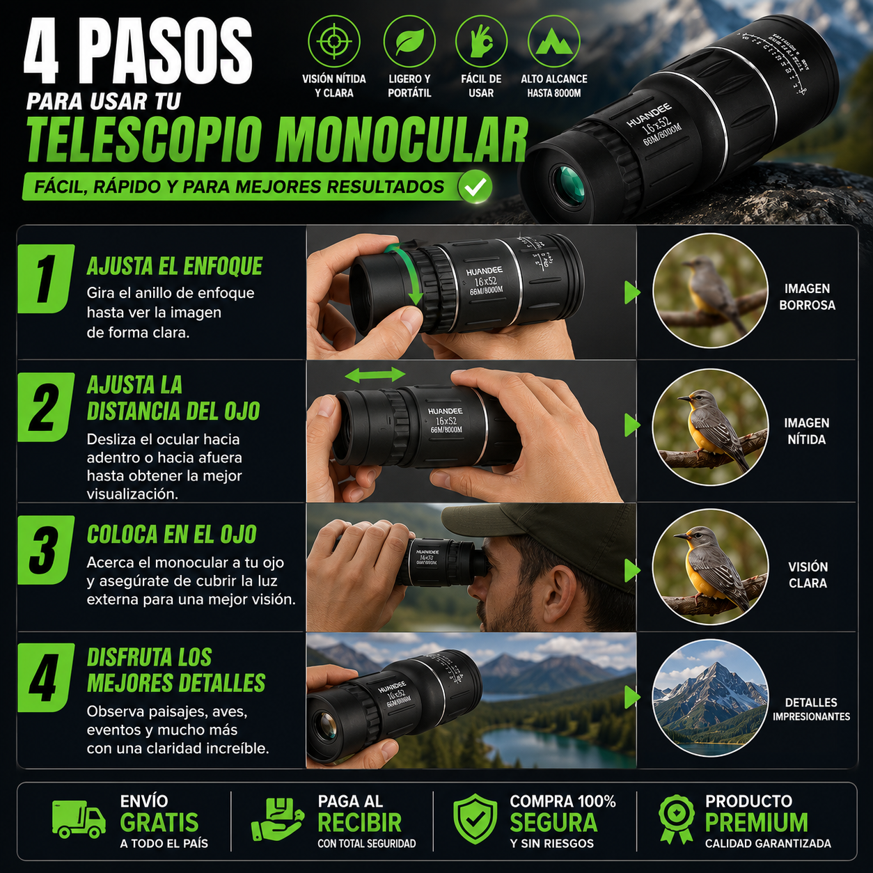 Telescopio Monocular™ Vision Optica HD
