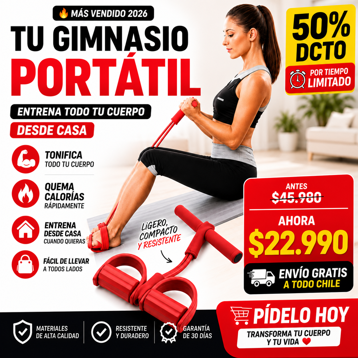 FitFlex™ | Banda de Resistencia Multifuncional con Pedales