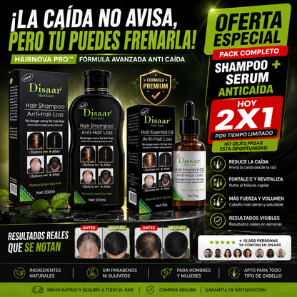 HairNova Pro™ Pack Shampoo Y Serum Anticaida Disaar