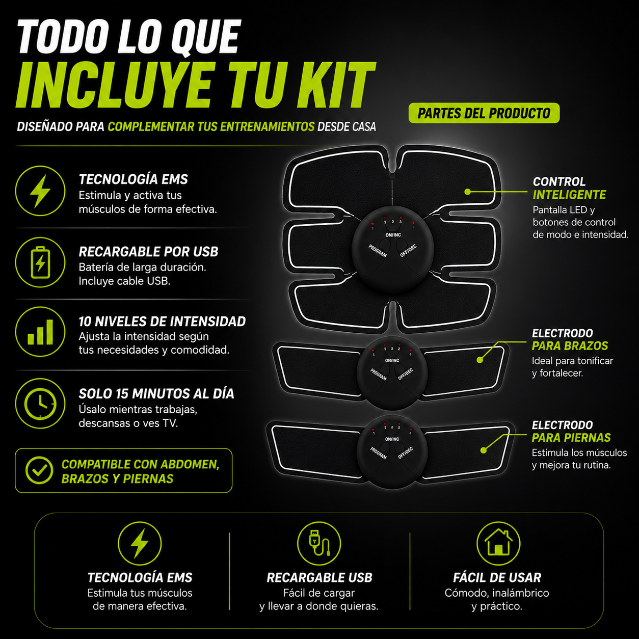 CorePulse™ Tonificador Muscular 3 en 1