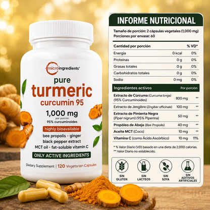 Turmeric Curcumin™ Premium 1000Mg + Parche Rodilla Gratis
