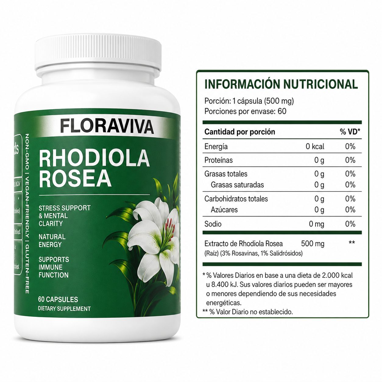 Floraviva Rhodiola - Disminuye cortisol y dile adios al estres