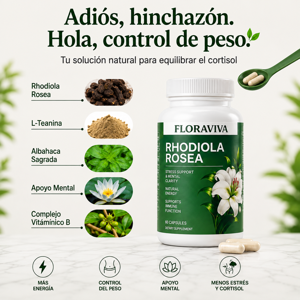 Floraviva Rhodiola - Disminuye cortisol y dile adios al estres