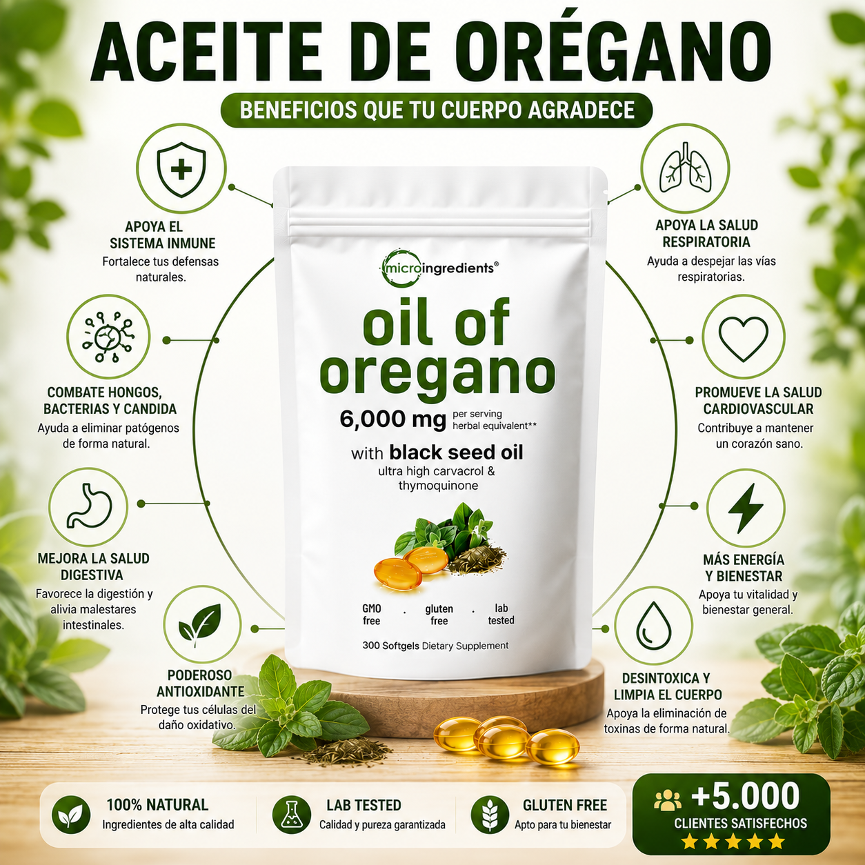 Aceite de Orégano 6000 mg + Semilla Negra