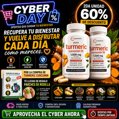 Turmeric Curcumin™ Premium 1000Mg + Parche Rodilla Gratis