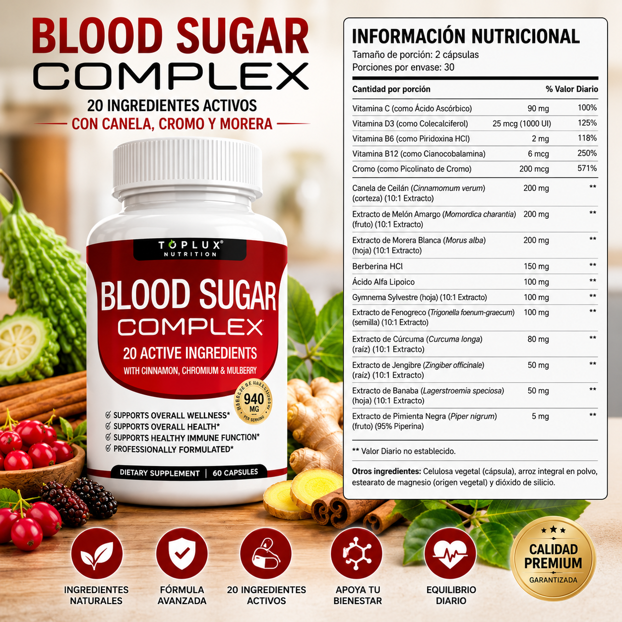 GlucoZen™  BLOOD SUGAR COMPLEX 940Mg