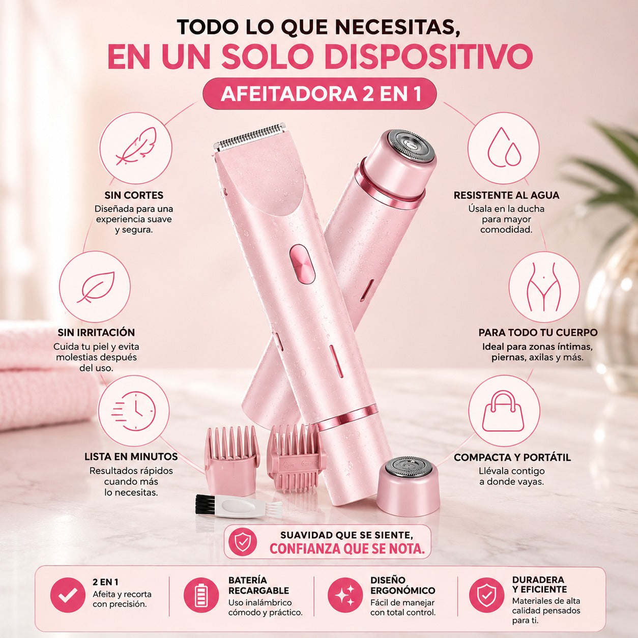 Depiladora Íntima 2 en 1™ Suavidad Perfecta Donde Quieras