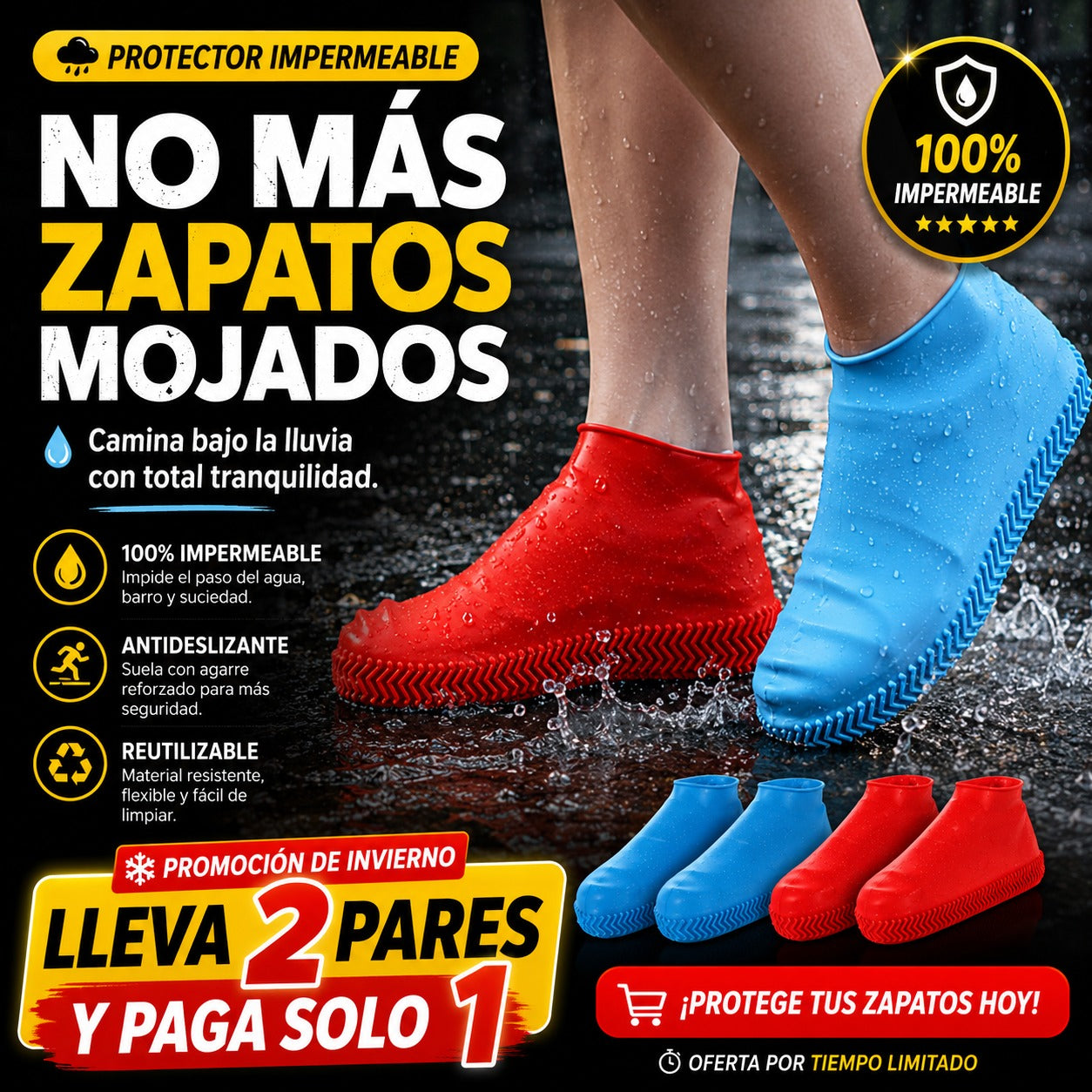 DryStep™ PACK 2 Pares Protector 100% impermeable para tu Calzado