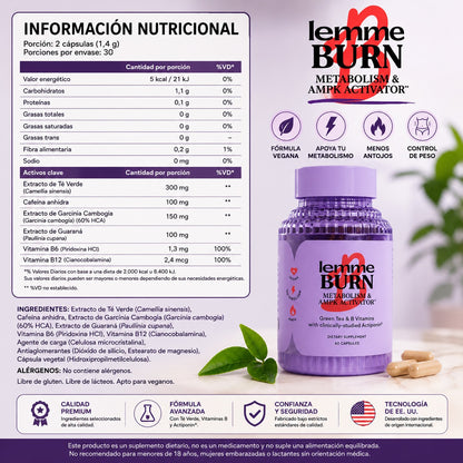 LEMME BURN™ Quema Grasa y Alcanza Tu Peso Ideal 60 Cápsulas