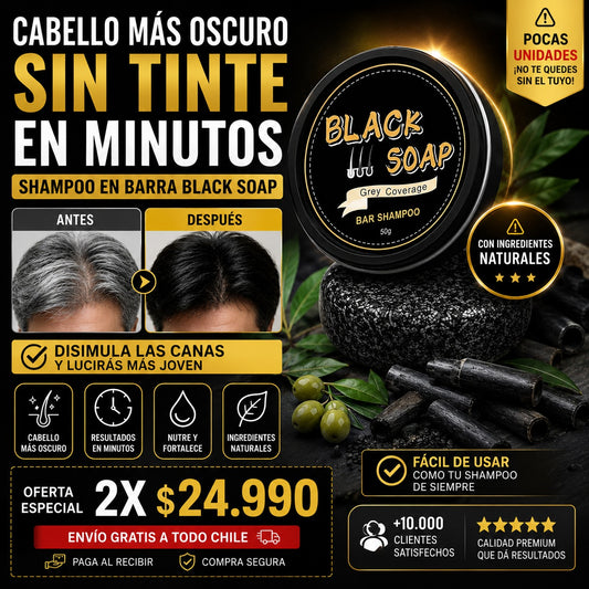 Black Soap™ Shampoo En Barra Anti Canas 2x1