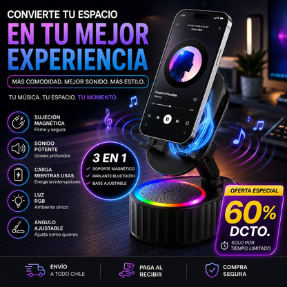 Soporte Magnetico Para Telefono con Parlante Bluetooth