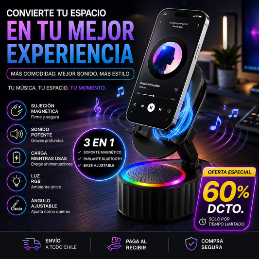 Soporte Magnetico Para Telefono con Parlante Bluetooth