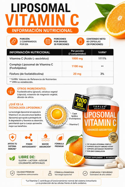 Vitamina C Liposomal 2100 mg - Protección diaria que tu cuerpo necesita