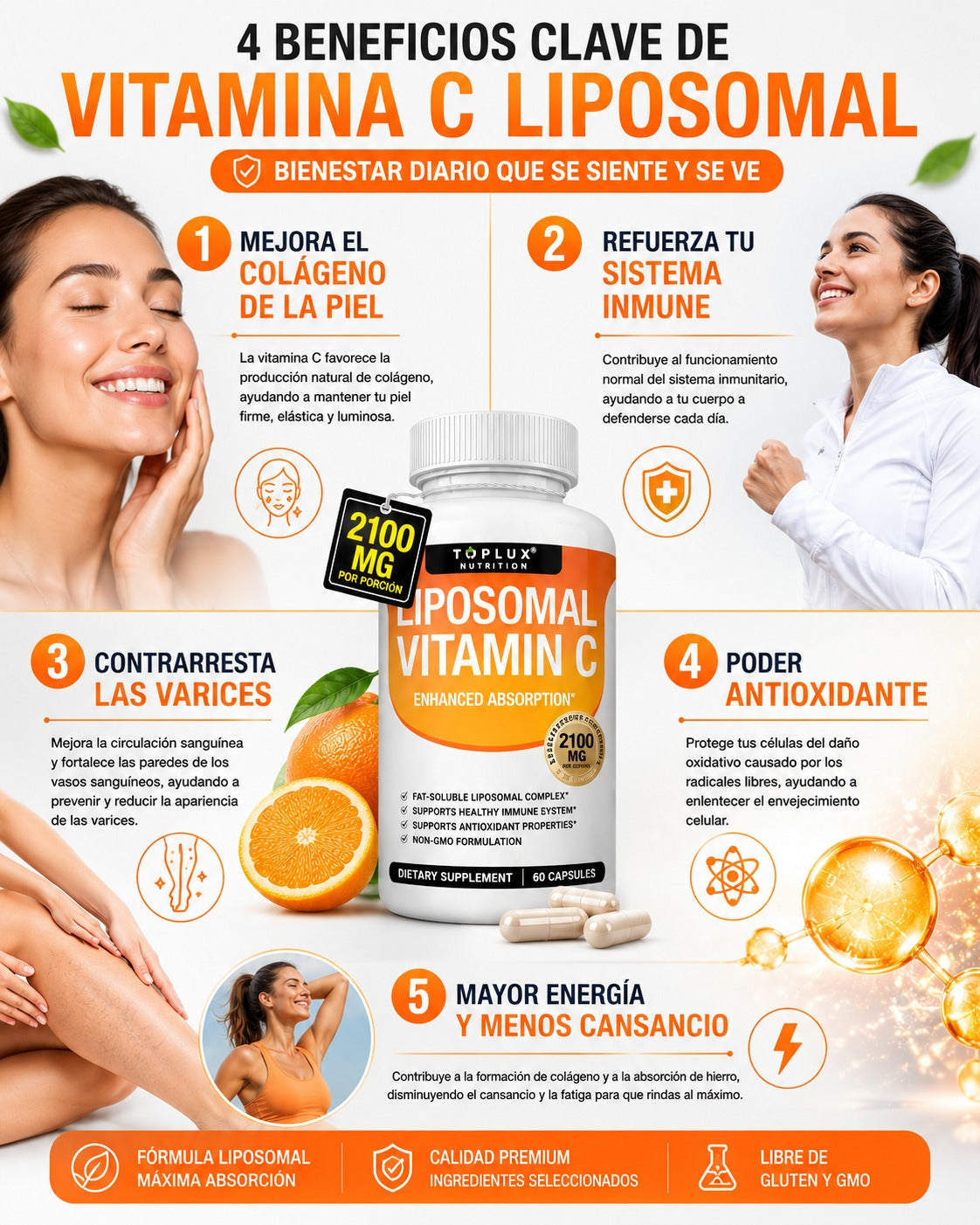 Vitamina C Liposomal 2100 mg - Protección diaria que tu cuerpo necesita