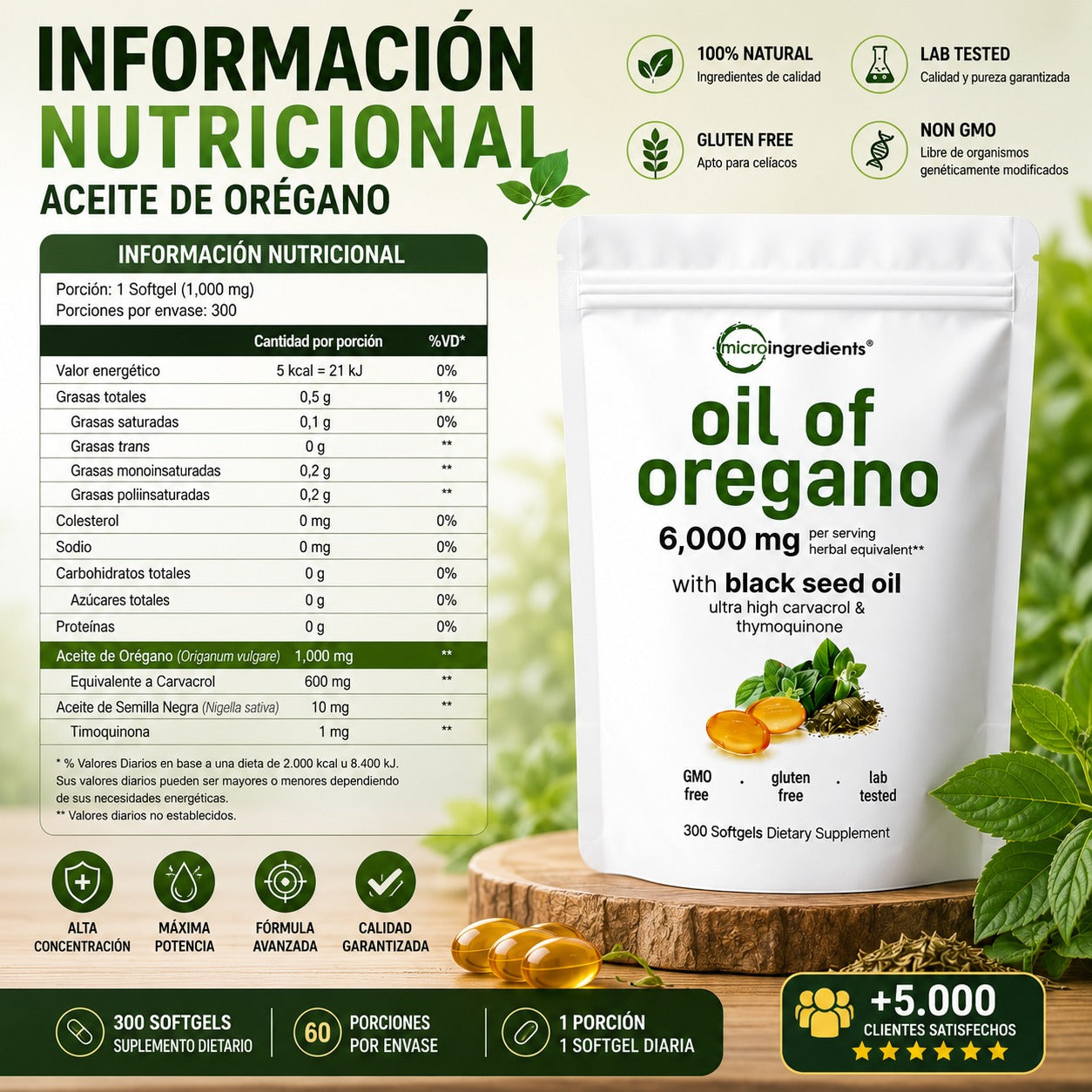 Aceite de Orégano 6000 mg + Semilla Negra