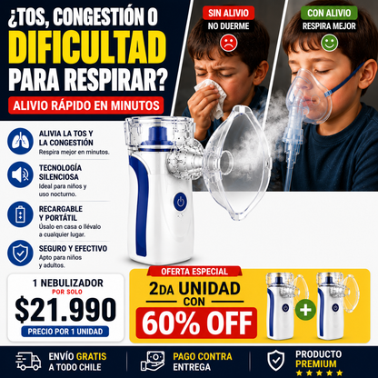 Nebulizador Portátil™  Alivio Respiratorio Rápido y Silencioso en Cualquier Lugar 🌬️