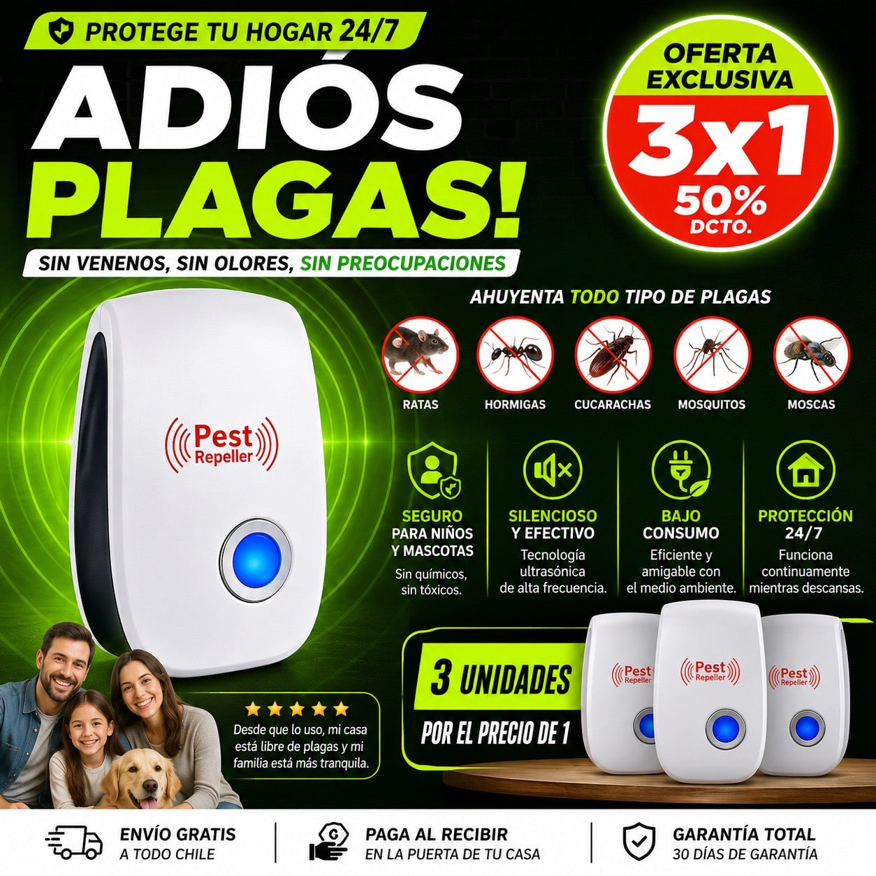 Pets Repeller™ Repelente Ultrasonico para Bichos y Ratones