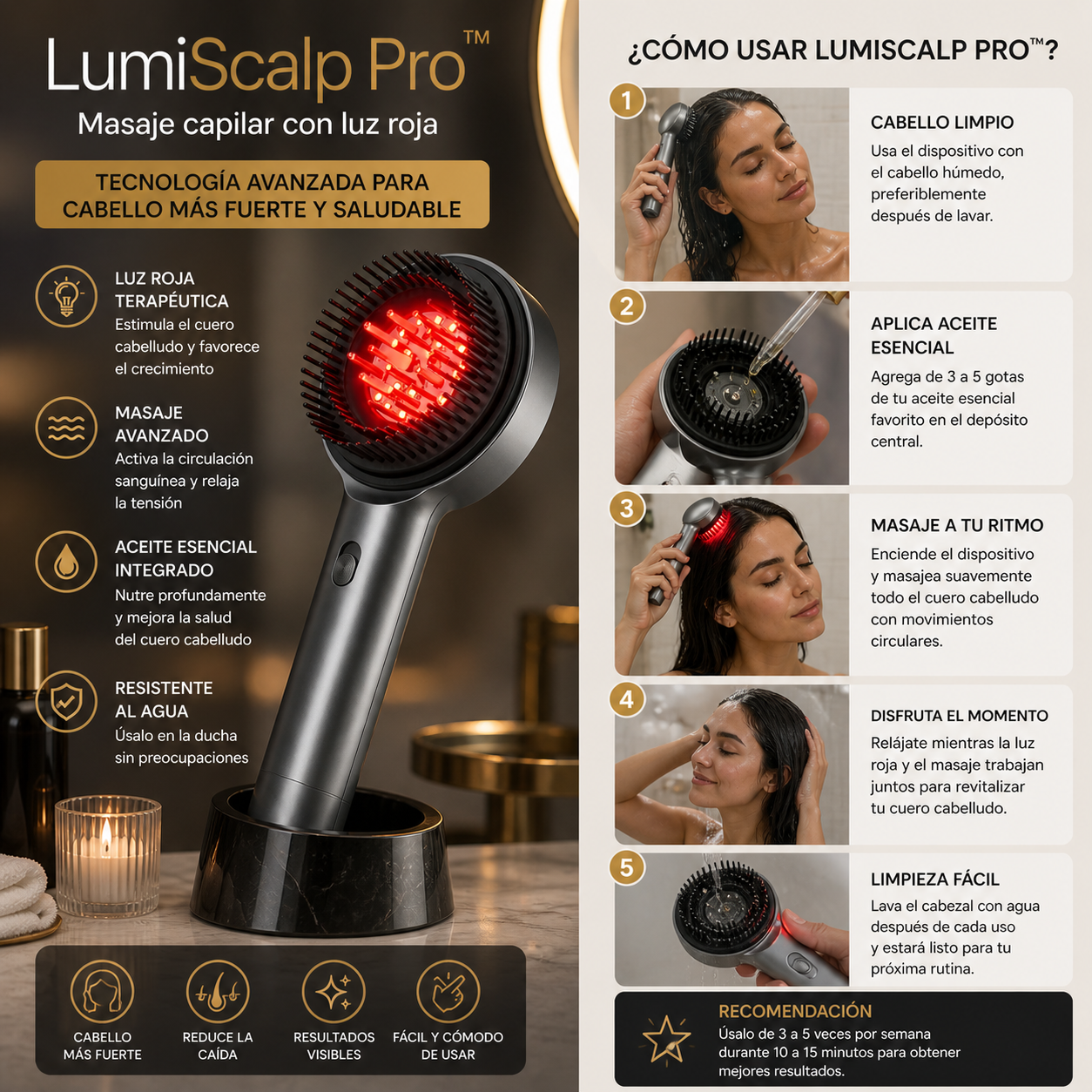 LumiScalp Pro™ Cepillo Masajeador LED