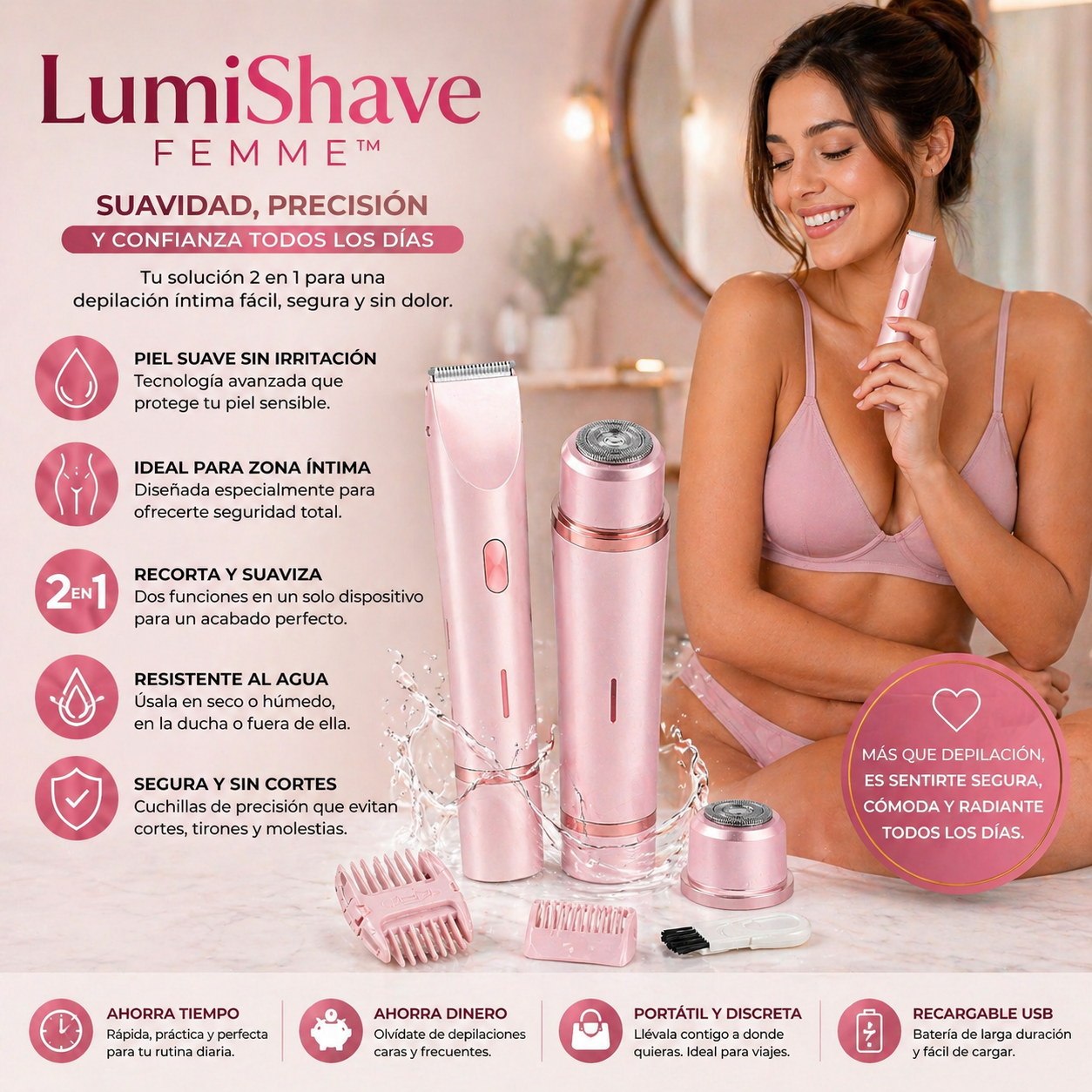 LumiShave Femme™ - Rasuradora 2 En 1